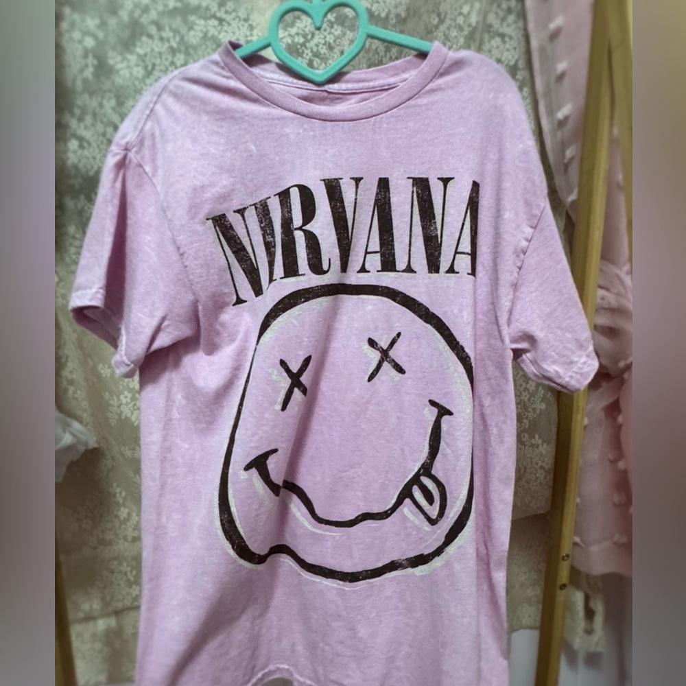 NIRVANA Pink Smiley Face Tee